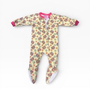 Vintage Carter’s Footed Pajamas Y2K Teddy Bear Peace Print 12M